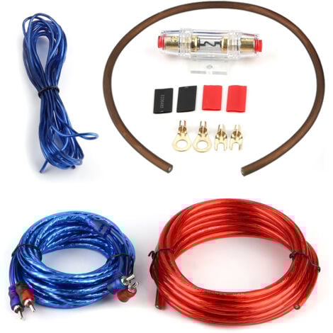Ej.Life Subwoofer Plus Kabel Mit Sicherung - Endstufe Kabel Anschlusskabel Kfz Verstärker Kabelsatz Anschluss Car Audio Subwoofer Verstärker Lautsprecher Installation Kabel Kit Mit Sicherung