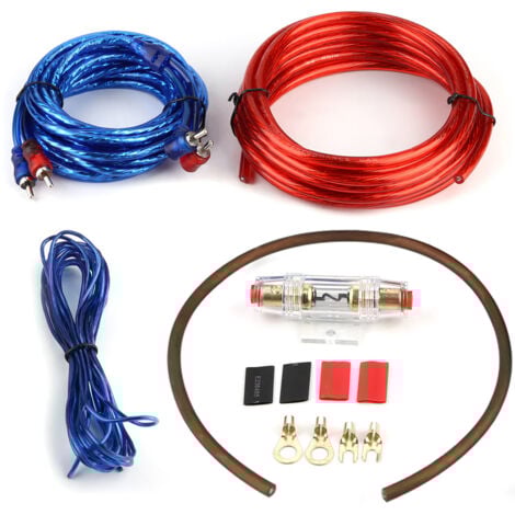 Ej.Life Subwoofer Plus Kabel Mit Sicherung - Endstufe Kabel Anschlusskabel Kfz Verstärker Kabelsatz Anschluss Car Audio Subwoofer Verstärker Lautsprecher Installation Kabel Kit Mit Sicherung