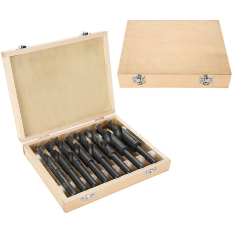 14-25mm Spiralbohrer, 8 tlg. HSS-Bohrersatz 4241 Stahl Metallbohrer-Satz Hochwertig Bohrer-Satz Set mit Holzkiste (1/5)
