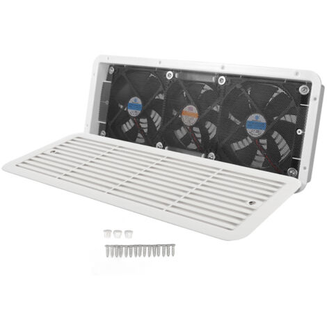 Wohnmobil-Kühlschrankventilator, 12 V, drei Ventilatoren, leise, seitliche Lüftungsöffnung für Wohnmobile mit Schutznetz für Wohnmobil, Wohnmobil, Yacht, Boot