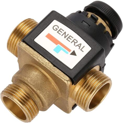 Rosvola Thermostat-Mischventil – 3-Wege-DN20-Außengewinde, Messing-Thermostat-Mischventil für Solar-Warmwasserbereiter-Ventile