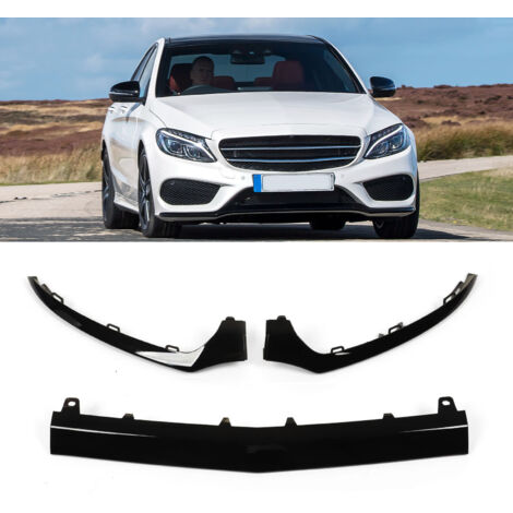 Aramox Zierleiste für Vordere Stoßstange, 3-teilig, Glänzend Schwarz, Untere Zierleiste für Vordere Stoßstange, Ersatz für C-Klasse W205 AMG Line Facelift 2019-2021
