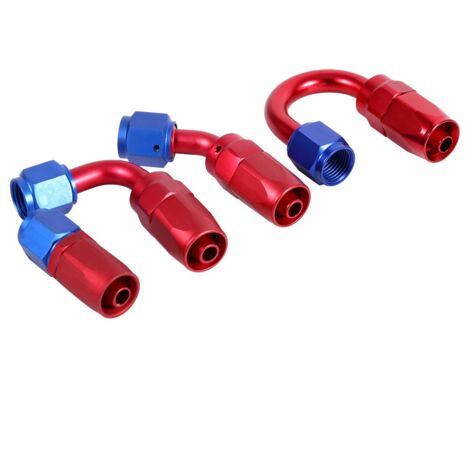 AN6 Schlauchendstück, Qiilu AN6 Racing Öl/Kraftstoffleitung Schlauchende Swivel Male Fitting Adapter Blau Rot Farbe(AN6-90°) (1/5)