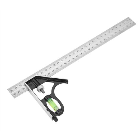 Kombiniertes Winkellineal, 300 mm, 12 Inches, Edelstahl und Zinklegierung einstellbares rechtwinkliges Lineal professioneller Ingenieur Messwerkzeug mit klarer und genauer Kalibrierung