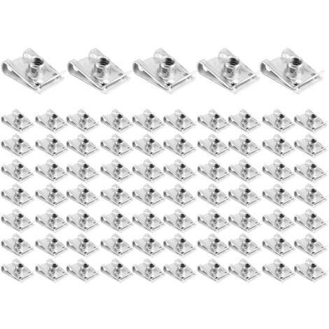Gewinde Clip Mutter Set, Akozon 75pcs Verkleidung Karosserie Panel U Klemme M6 U Mutter Geschwindigkeitsverschlüsse Motorrad Zubehör mit Aufbewahrungsbox Befestigungssortiment Sortiment