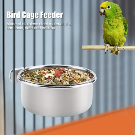 Vogel Papagei Futtertassen, Edelstahl Papagei Wassernpfe Papageienkfig  Futternapf Papageienfutter Hngetassen fr Nymphensittich Conure  Wellensittich Papagei mit Klemmhalter(M)