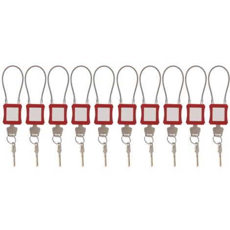 Focket Lockout-Tagout-Schlösser, 10 Sätze Stahlkabel Elektrisch Lockout-Tagout-Schlösser Gleichschließend, Löschbare Etiketten Vorhängeschloss mit Schlüssel Sicherheitsschlösser für Türen (1/5)