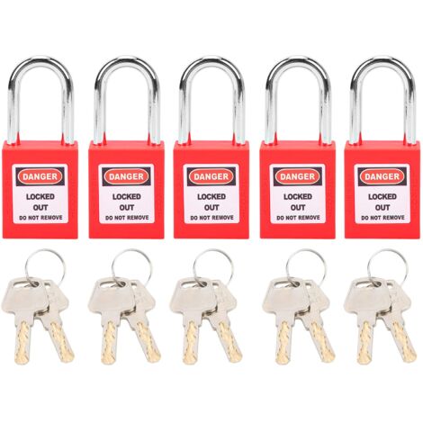 Lockout Tagout-Schlösser 5 Sätze Sicherheitsvorhängeschloss Vorhängeschloss Klein mit 2 Schlüssel LOTO Nylon PA-Stahl für Den Transport von Kernenergielogistik(rot) (1/5)