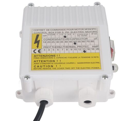 Pumpensteuerung, Pumpensteuerbox, Integrierte Wärmeschutz-Leistungsschaltersteuerung für Tiefbrunnen-Tauchpumpen, Tragbare Wasserpumpen (1500W EU-Stecker 220V)