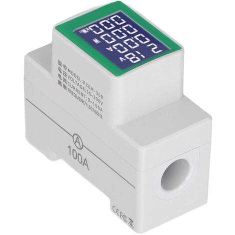 Stromzähler Hutschiene Voltmeter Amperemeter, AC50-300V/100A LCD Digitale Stromzähler DIN Schienen Stromzähler 2P DIN Schienen Multitester Elektronischer PZEM-008