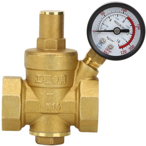 DN25 Wasserdruckregler, Wasserdruckregler 1 Zoll Druckregler Ventil Messing Einstellbarer Wasserdruckminderer Reduzierer Manometer Meter