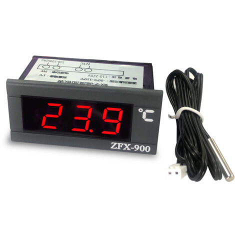 Digitales Thermometer Mit Wasserdichter Sonde | -10 Bis 70 °C | 58 Cm Kabel | LCD-Display | C/F Umschaltbar | Für Industrie & PC