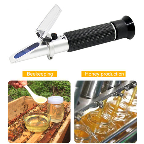 Honig-Refraktometer, Brix, Baume und Wasserfeuchtigkeitstester 3 in 1. Wasserfeuchtigkeitsmessbereich 58 – 90 % Brix, 38 – 43 Be‘ und 12 – 27 % für Honig, Bienenzucht