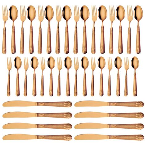 Besteck Set, 20/40Pcs Geschirrset aus Edelstahl mit Weizenährenmuster, Essbesteck Set für Zuhause Hotel Hochzeit, Spülmaschinenfest (Roségold)