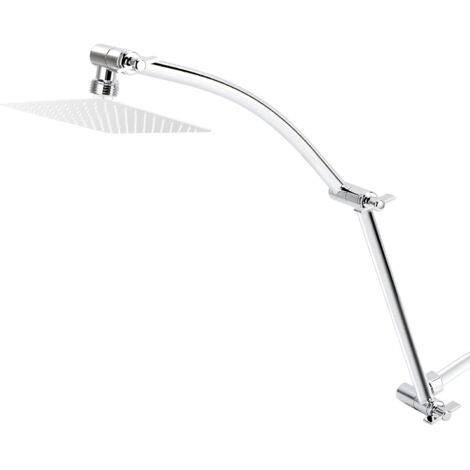 Ausziehbarer Duscharm, verstellbar, werkzeuglose Installation, Chrom-Finish, für jeden Winkel, universeller G1/2-Anschluss (19 Zoll, Silber)