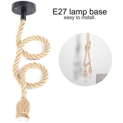 Wifehelper E27 Vintage Lampensockel Hanfseil Pendelleuchte, DIY Dekorative Glühbirnenfassung, um eine warme und romantische Atmosphäre zu schaffen (1 Fassung pro Glühbirne)