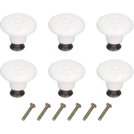 Stück Türgriffe, runde Keramik-Schrankknöpfe, elegante Einloch-Türgriffe, für Schranktüren, Kleiderschränke, Schubladenelemente, Schränke, Seitentüren (Weiß)