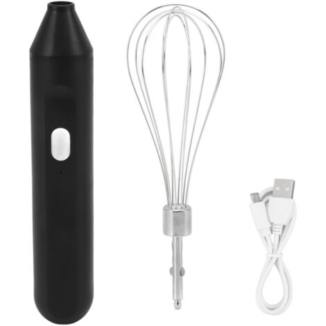 Elektrischer Eierquirl, 1200 mAh Akku, kabelloser, per USB wiederaufladbarer Handmixer mit 3 Geschwindigkeitsstufen für die Kaffeezubereitung (Schwarz)