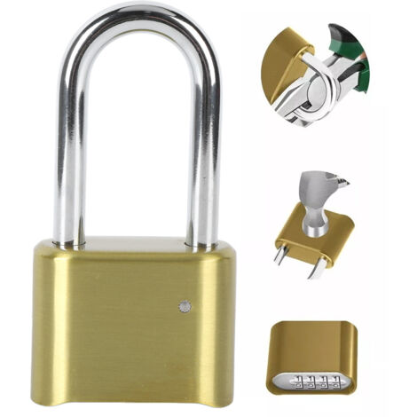4-stelliges Zahlenschloss, wasserdichtes Outdoor-Vorhängeschloss, robust und diebstahlsicher, Schließfach-Gold (1/5)