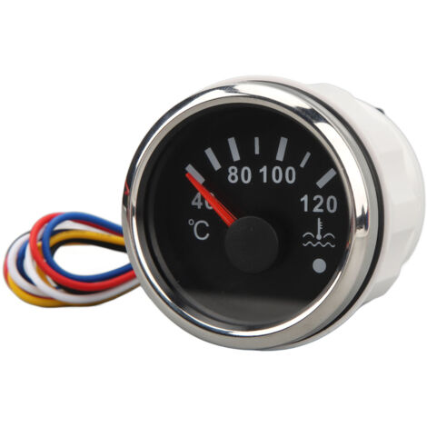 Zeiger-Wassertemperaturanzeige, 52 mm, hochpräzise, stabile und robuste Wassertemperaturanzeige für DC 9 bis 32 V mit Hintergrundbeleuchtung für Yachten und Wohnmobile (schwarzes Zifferblatt).