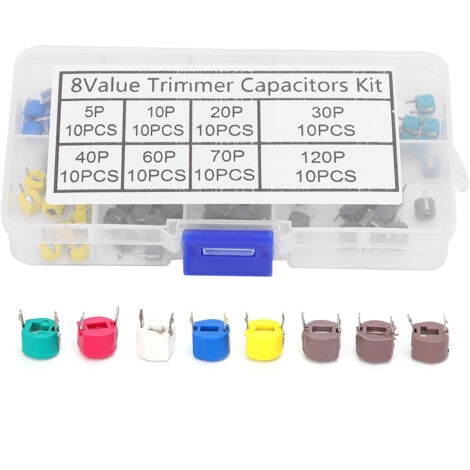 Rasenmäherkondensator, 80-teiliges Set aus 6-mm-Keramikkondensatoren mit variabler Kapazität, elektronisches Kondensatorset 5/10/20/30/40/60/70/120 P. (1/5)
