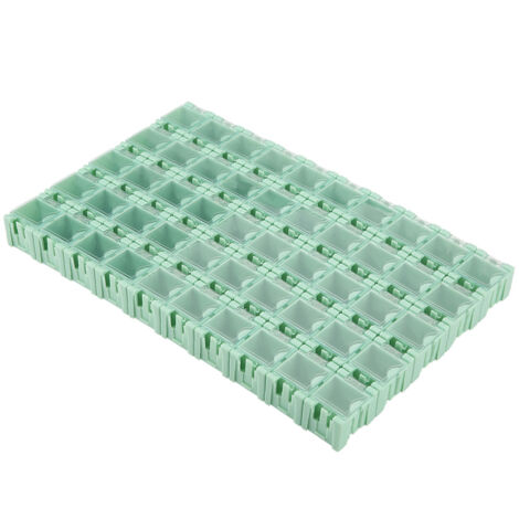 50 Stück grüne Aufbewahrungsbox für SMT/SMD-Elektronikbauteile, Mini-Aufbewahrungskoffer, selbstverriegelnder Verschluss, leicht zu öffnen und zu schließen, schützt die Bauteile vor Beschädigungen. (1/5)