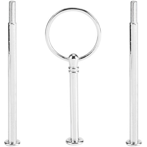 Hztyyier Tortenaufsatz-Set, hübsche Zinkdekoration für Keramik-, Glas- oder Metallteller für Geburtstagsfeiern (dreilagig, rund, silber) (1/5)