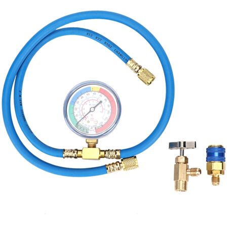 Wiederaufladbarer R134A-Kältemittelschlauch mit Manometer für einfache Ablesbarkeit, R12- und R22-Kältemittel-Befüllschlauch für Fahrzeuge, PSI/KG/CM2, lange Lebensdauer.