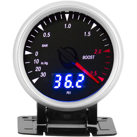 aqxreight - Turbodruckanzeige, 60mm / 2,5in 12V Universal-Auto-Turbodruckanzeige mit LED -30-2,5 BAR LED-Steuerung. (1/5)