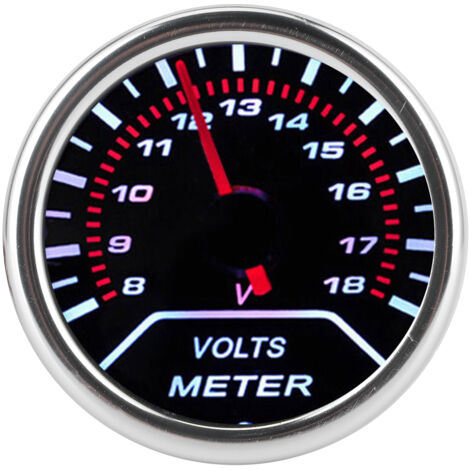 Akozon Voltmeter, 12V 52mm Spannungsbereich 8-18 Volt Schwarzes Zifferblatt Rauchglas Kfz-Instrument Geeignet für 12V-Fahrzeuge. (1/5)