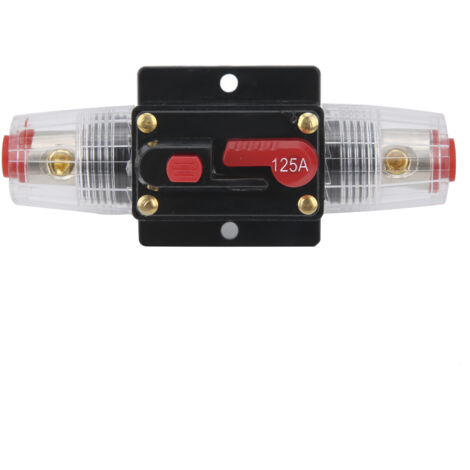 125A Sicherungshalter ABS Kupfer Schutzschalter 12 24V 125A Stereo Schutzschalter Selbstwiederherstellender Inline-Sicherungshalter für Auto Boot.