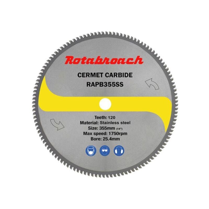 Rotabroach RAPB355SS 355mm Cermet Tipped Stainless Steel Cutting Blade