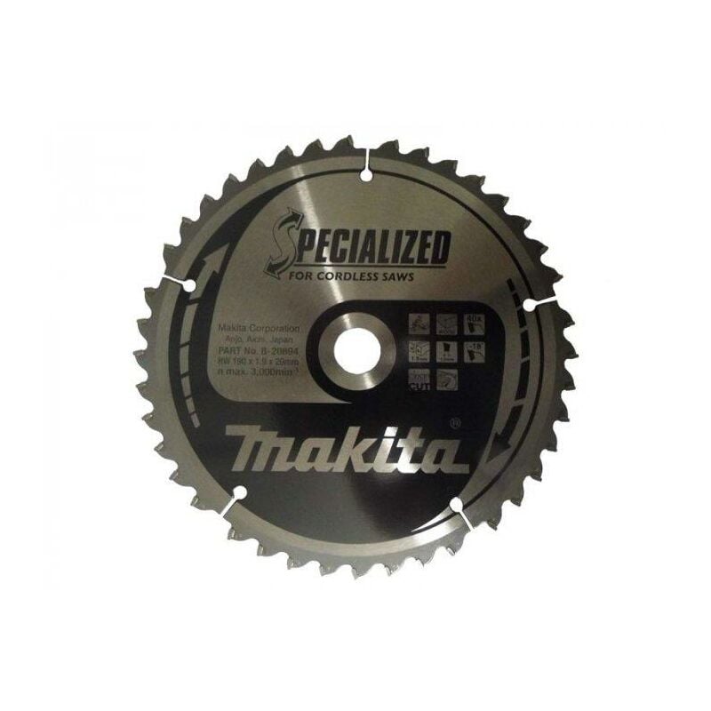 Makita B-33663 190mm x 20mm 40T Specialised Circular Saw Blade