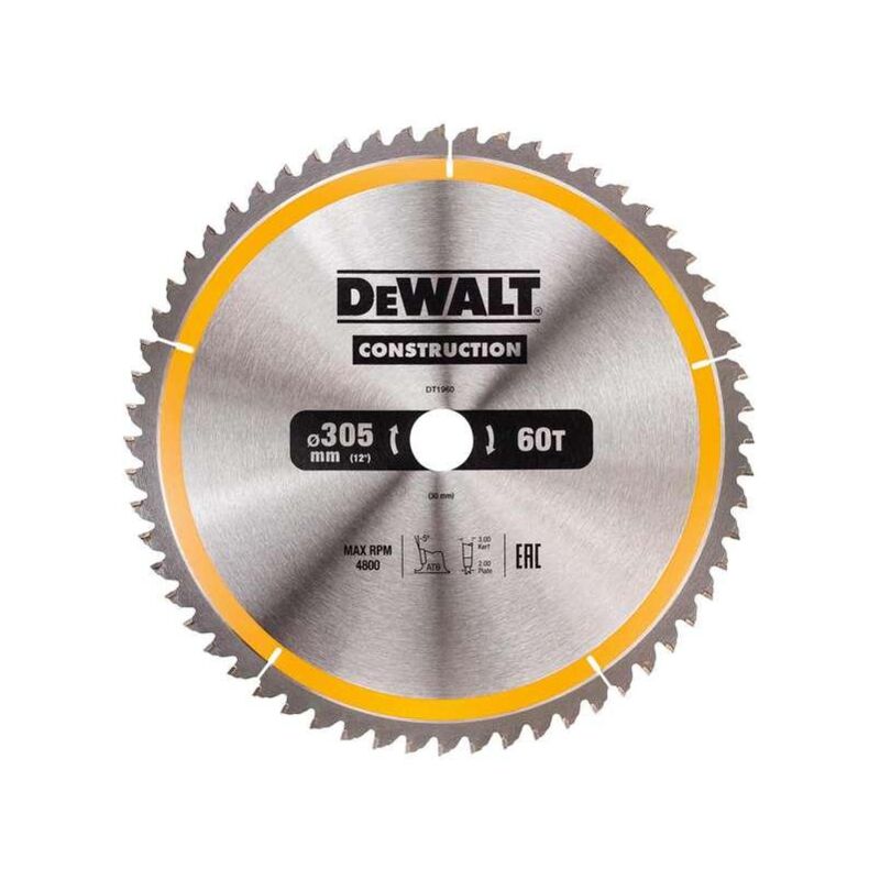 DeWALT DT1960-QZ Construction Circ Saw Blade 305x30mm 60T