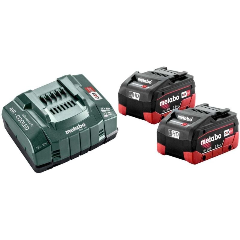 Metabo Basic Set 2 x 18V LiHD 5.5Ah Battery Kit With ASC 145 Charger