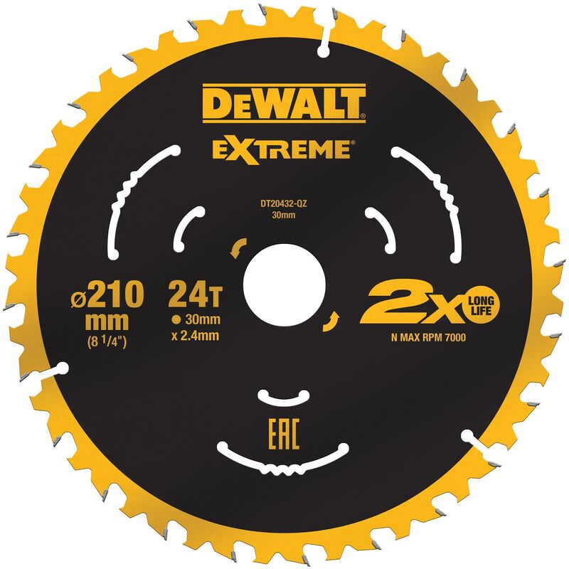 DeWALT DT20432-QZ Extreme 210 x 30mm 24T TCT Saw Blade