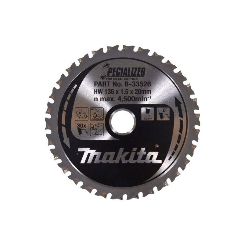 Makita B-33526 136mm x 20mm x 30T Cordless Circular Saw Blade