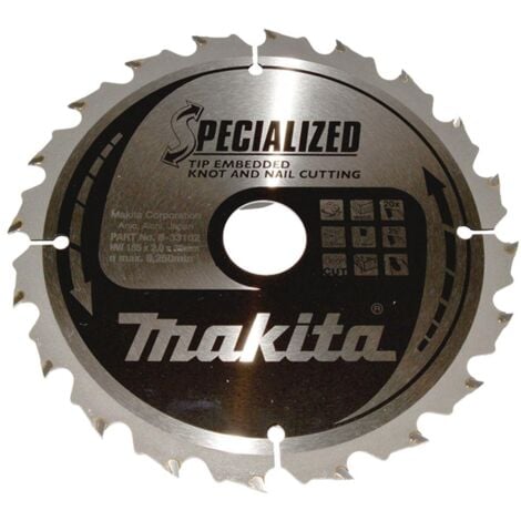 MAKITA B-33102 185mm x 30mm Bore 20 Tooth Knot & Nail Saw Blade For DRS780Z