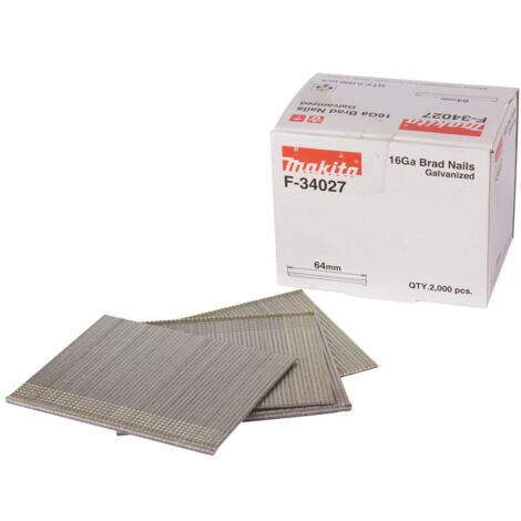 Makita F-34027 16G x 64mm Galvanized Brad Nails 2000Pcs