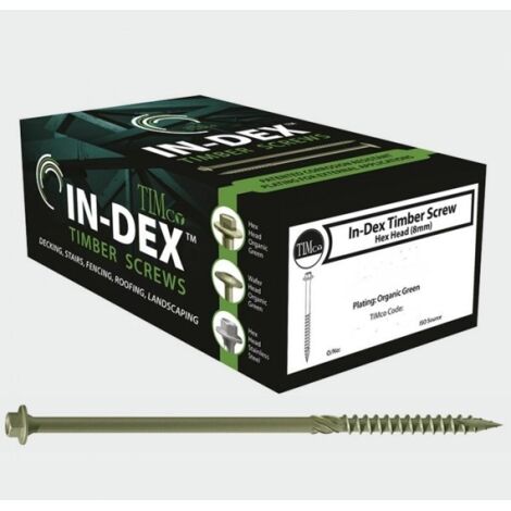 TIMco 6.7 x 100 In-Dex Hex Head Green Timber Framing Screws Qty 50