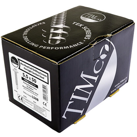 TIMco 5.5 x 100mm Hex Head Self Drilling Light Section TEK Screws With 16mm Washer Qty 100