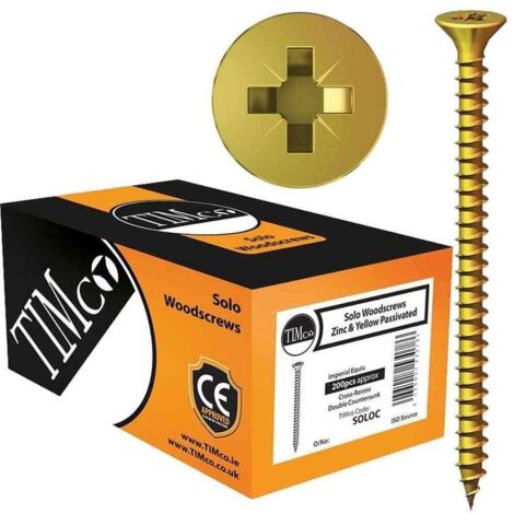 TIMco 4.0 x 70mm Solo Zinc & Yellow Woodscrew Qty 200
