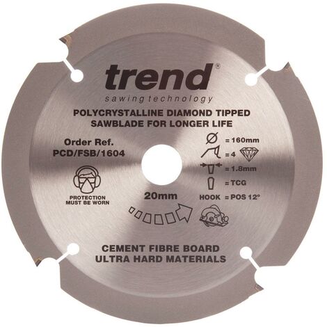 TREND PCD 160MM X 4T x 20mm Diamond Blade Fibre Cement Board