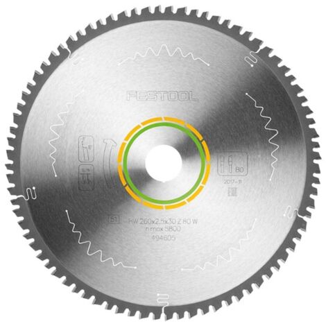 Festool 494605 Saw Blade Wood Fine Cut HW 260 x 2.5 x 30 W80 for KS 120