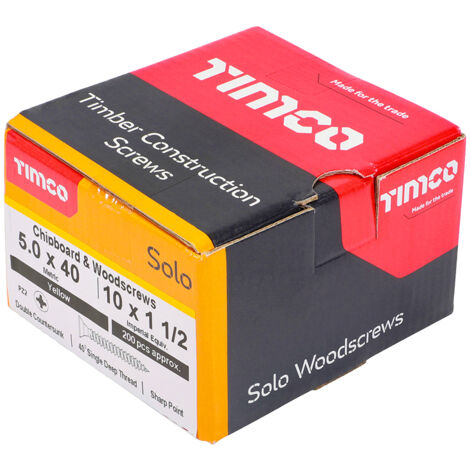 TIMco 5.0 x 40mm Solo Zinc & Yellow Woodscrew Qty 200