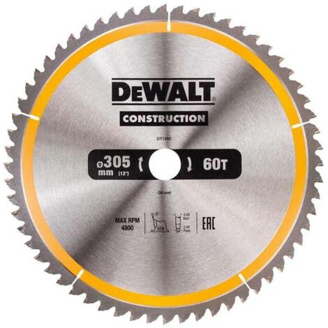 DeWALT DT1960-QZ Construction Circ Saw Blade 305x30mm 60T