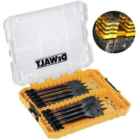 DeWalt DT70751 Flat Wood Spade Bit Set 9 Piece 12mm - 32mm + Tough Case Tstak