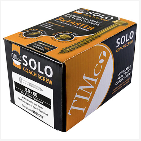 TIMco 10 x 70mm Solo Coach Screws Yellow Zinc Qty 50