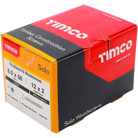 TIMco 6.0 x 50mm Solo Zinc & Yellow Woodscrew Qty 200