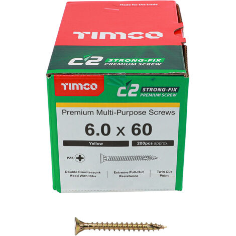 TIMco 6.0 x 60mm Classic C2 Wood Screw Box Qty 200